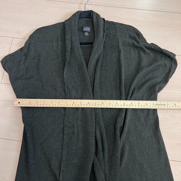 Eileen Fisher Open Front Knit Cardigan Olive Green Sz S Small - Picture 7 of 9